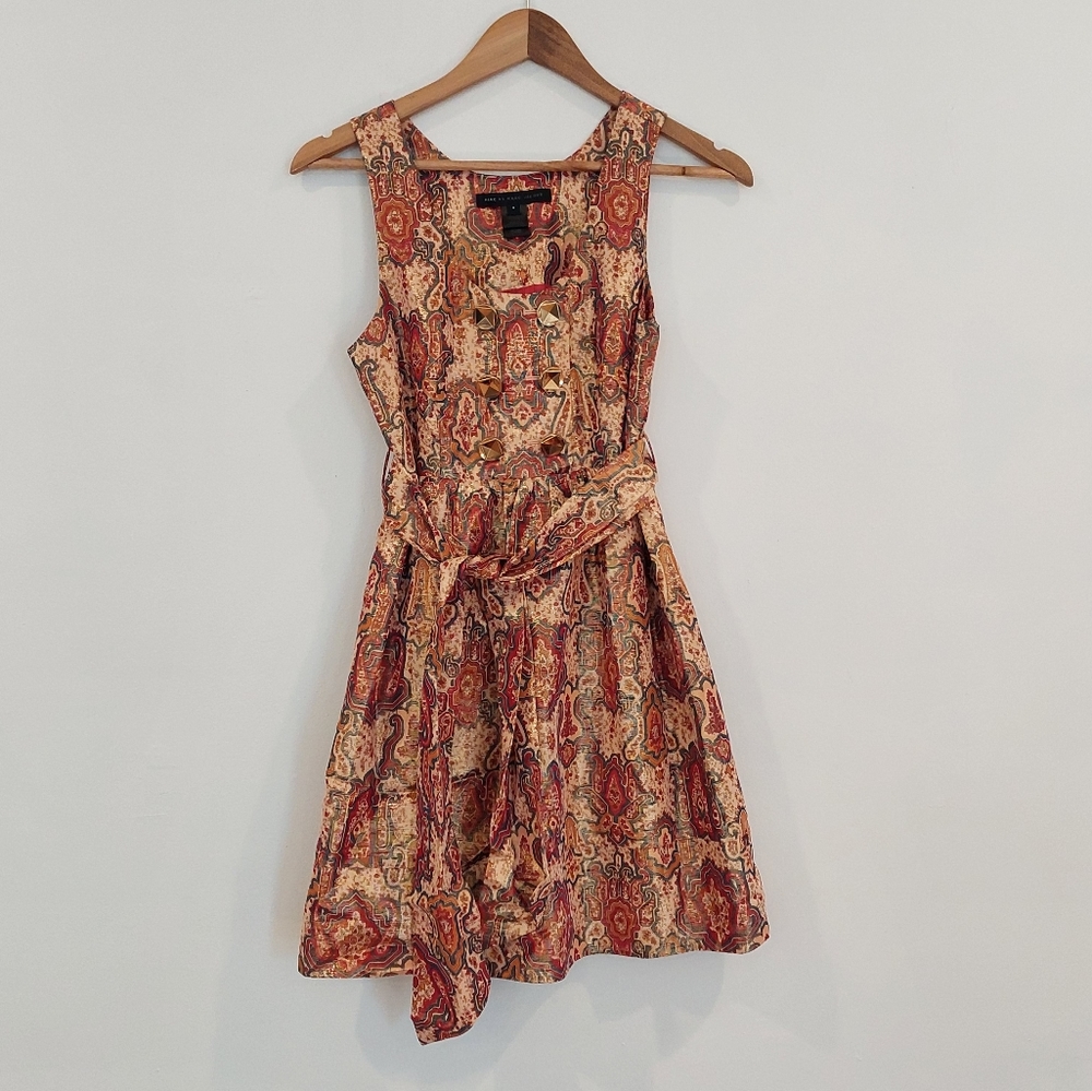Marc Jacobs Fit and Flare Priscilla Paisley Dress with Pockets and Belt